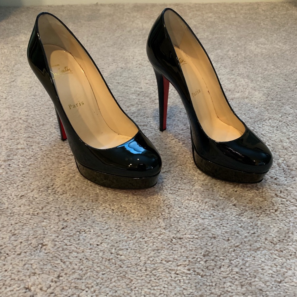 Christian Louboutin black patent platform pumps